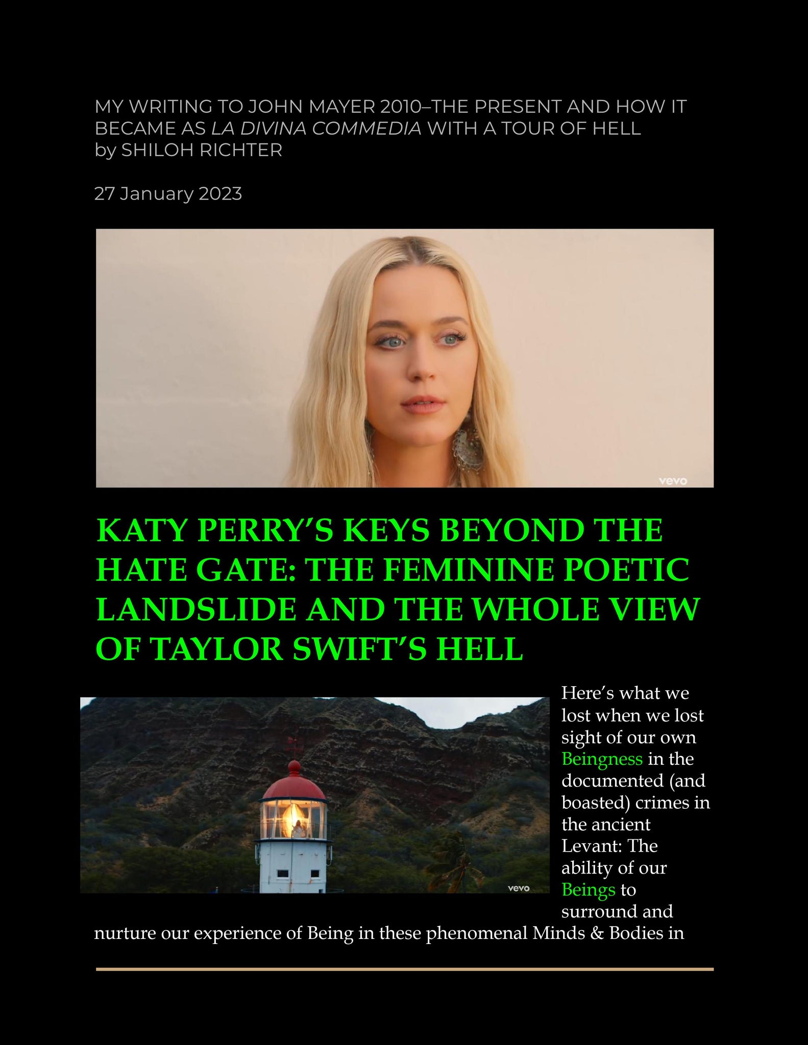 Katy Perry's Keys Beyond the Hate Gate: The Feminine Poetic Landslide and the Whole View of Taylor Swift's Hell