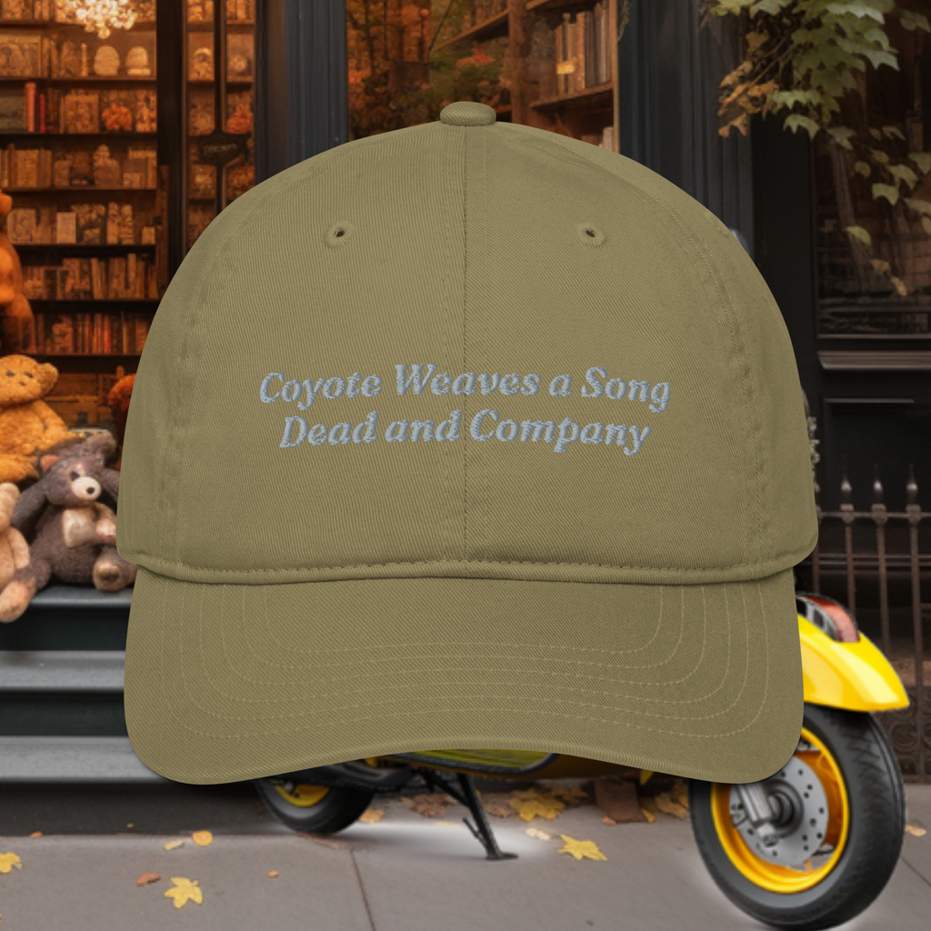 Coyote Weaves a Song Dead and Company embroidered organic hat